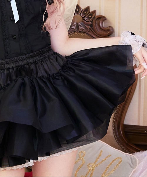 BODYLINE(ボディライン)の「二段重ねのハードチュールパニエ(スカート・レディース・ブラック/ホワイト・M)」の3枚目の写真