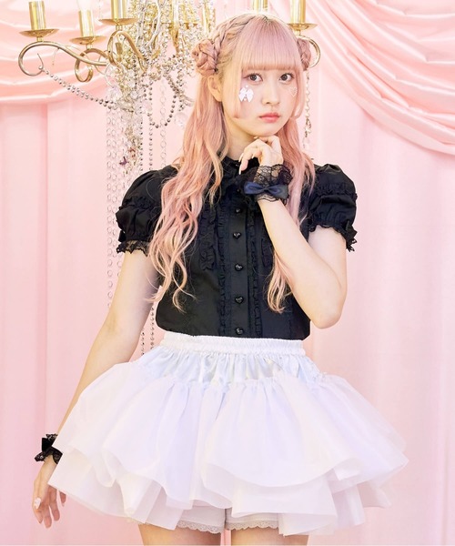 BODYLINE(ボディライン)の「二段重ねのハードチュールパニエ(スカート・レディース・ブラック/ホワイト・M)」の5枚目の写真