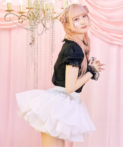 BODYLINE(ボディライン)の「二段重ねのハードチュールパニエ(スカート・レディース・ブラック/ホワイト・M)」の6枚目の写真
