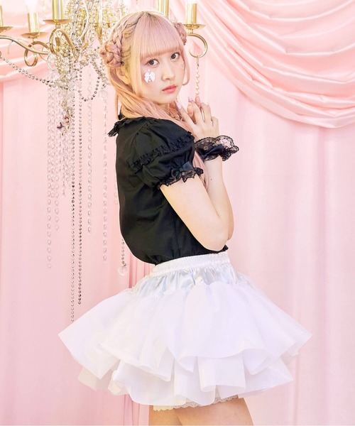 BODYLINE(ボディライン)の「二段重ねのハードチュールパニエ(スカート・レディース・ブラック/ホワイト・M)」の7枚目の写真