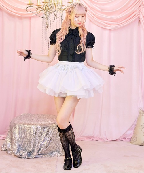 BODYLINE(ボディライン)の「二段重ねのハードチュールパニエ(スカート・レディース・ブラック/ホワイト・M)」の10枚目の写真