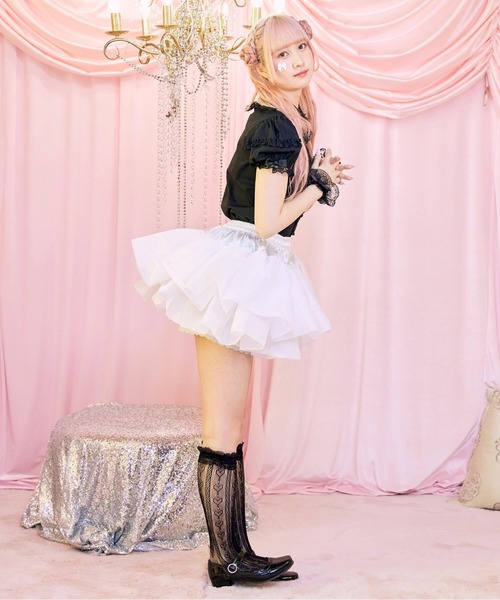 BODYLINE(ボディライン)の「二段重ねのハードチュールパニエ(スカート・レディース・ブラック/ホワイト・M)」の12枚目の写真