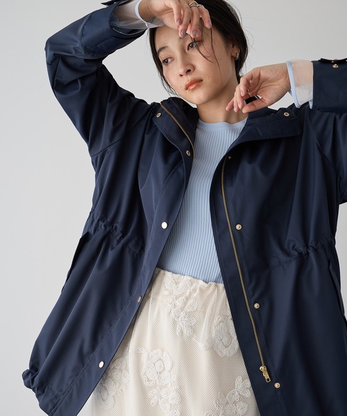 YECCA VECCA（イェッカヴェッカ）の「【撥水/花粉ガード】ミドル丈マウンテンパーカー（マウンテンパーカー・レディース・ベージュ/ネイビー/アイボリー・FREE）」の3枚目の写真