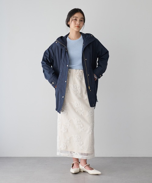 YECCA VECCA（イェッカヴェッカ）の「【撥水/花粉ガード】ミドル丈マウンテンパーカー（マウンテンパーカー・レディース・ベージュ/ネイビー/アイボリー・FREE）」の14枚目の写真