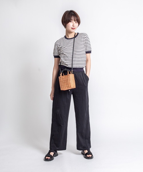 The Bagmati/ザバグマティ】レザーハンドル スクエア かごバッグ（かご
