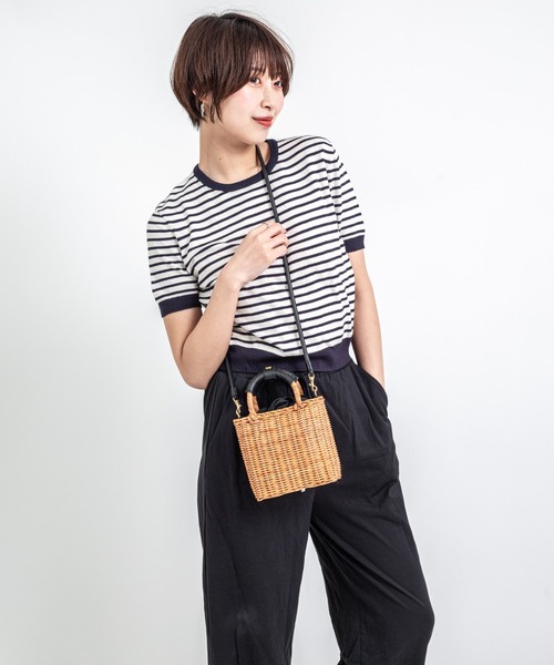 The Bagmati/ザバグマティ】レザーハンドル スクエア かごバッグ（かご