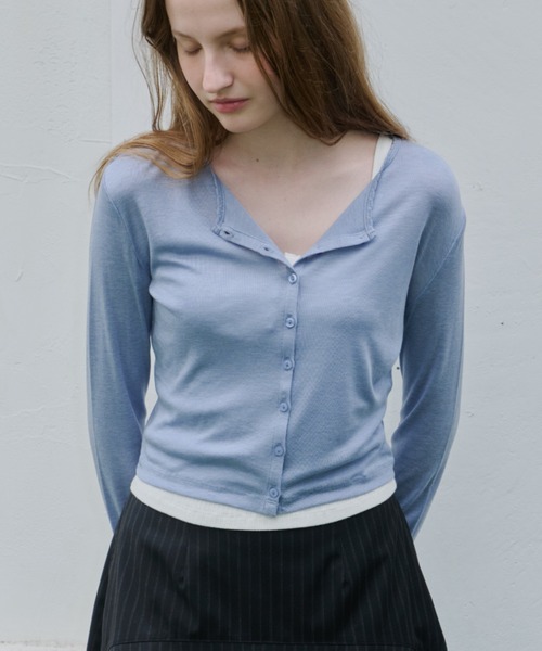 GIUNON(ジウノン)の「scallop sheer cardigan / スカラップシアーカーディガン(カーディガン/ボレロ・レディース・ブラック/グレー/ブルー/アイボリー・FREE)」の22枚目の写真