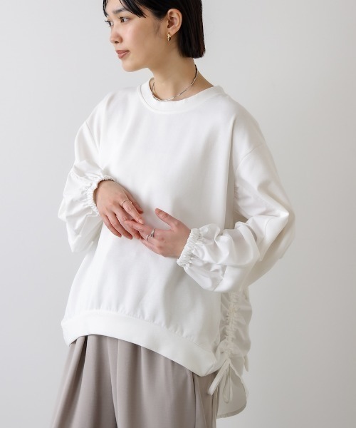 Bou Jeloud（ブージュルード）の「ドッキングドロストカットソー（Tシャツ/カットソー・レディース・オフホワイト/ブラック/グレー・FREE）」の2枚目の写真