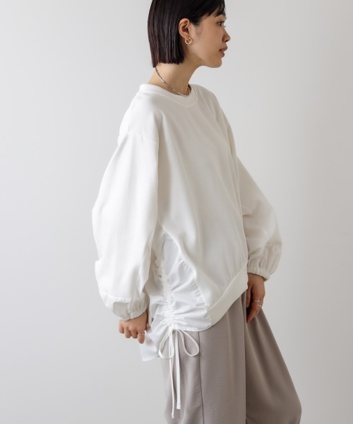 Bou Jeloud（ブージュルード）の「ドッキングドロストカットソー（Tシャツ/カットソー・レディース・オフホワイト/ブラック/グレー・FREE）」の4枚目の写真