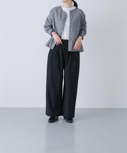 かぐれ（カグレ）の「コットンリネンフリルブラウス（シャツ/ブラウス・レディース・オフホワイト/チェック/ネイビー・FREE）」の22枚目の写真