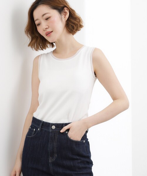 grove（グローブ）の「チュールクルーネックタンクトップ（タンクトップ・レディース・ライトグレー/ブラック/オフホワイト・02/03/01/04/05）」の4枚目の写真