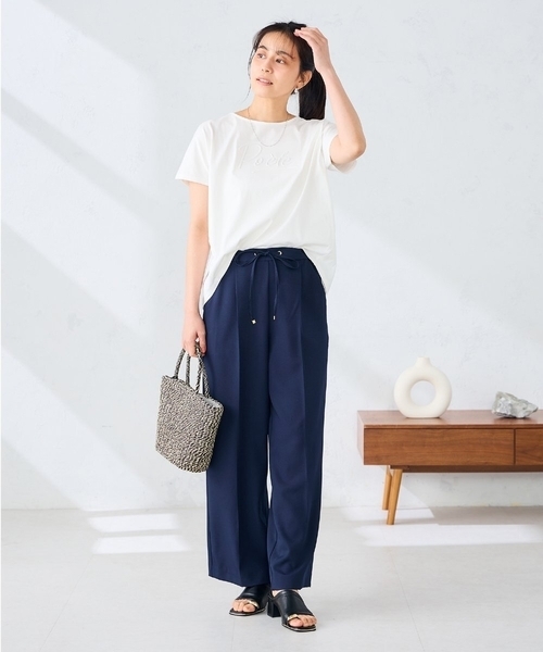 a.v.v(アーヴェヴェ)の「【WEB限定/支持率NO.1/イージーケア/ストレッチ】スッキリ見えウエストハトメワイドンツ(その他パンツ・レディース・ネイビー/ミント/グレー/ブラック・40/38/42/36/34)」の12枚目の写真