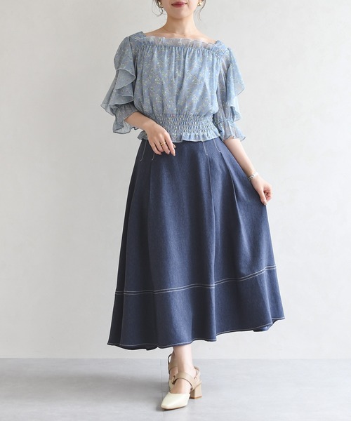 MISCH MASCH(ミッシュマッシュ)の「2026春夏新作 フラワーシャーリングブラウス(シャツ/ブラウス・レディース・ホワイト/イエロー/ブルー・フリ-)」の7枚目の写真