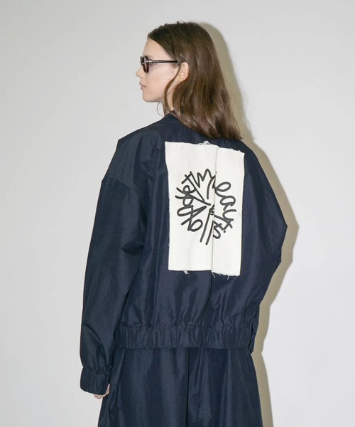 my beautiful landlet（マイビューティフルランドレット）の「【my beautiful landlet】COTTON × RECYCLED NYLON ZIP BLOUSON - print fabric（ブルゾン・メンズ・チャコールグレー/ネイビー/ブラック・1/0）」の3枚目の写真