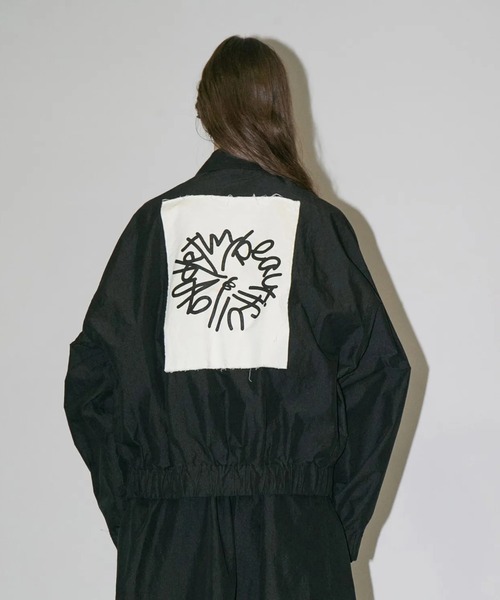 my beautiful landlet（マイビューティフルランドレット）の「【my beautiful landlet】COTTON × RECYCLED NYLON ZIP BLOUSON - print fabric（ブルゾン・メンズ・チャコールグレー/ネイビー/ブラック・1/0）」の8枚目の写真