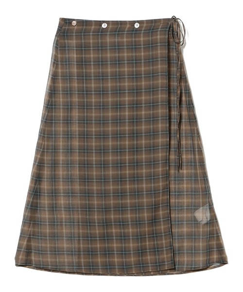 BEAMS BOY（ビームスボーイ）の「maturely / ボイル チェック ラップ スカート（スカート・レディース・ピンク/ブラウン・ONE SIZE）」の11枚目の写真