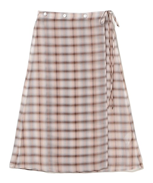 BEAMS BOY（ビームスボーイ）の「maturely / ボイル チェック ラップ スカート（スカート・レディース・ピンク/ブラウン・ONE SIZE）」の7枚目の写真