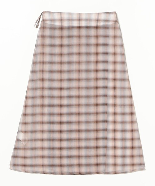 BEAMS BOY（ビームスボーイ）の「maturely / ボイル チェック ラップ スカート（スカート・レディース・ピンク/ブラウン・ONE SIZE）」の5枚目の写真