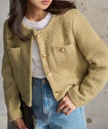 KOBE LETTUCE（コウベレタス）の「ブークレショート丈ジャケット（ノーカラージャケット）」