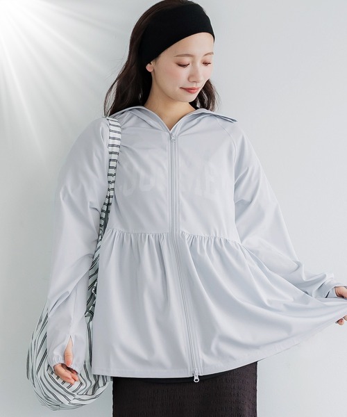 coca（coca）（コカ）の「UVカットティアードパーカー（パーカー・レディース・ブラック/アイボリー/ライトベージュ/ライトブルー・L/M/S）」の4枚目の写真