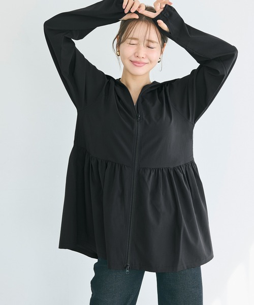 coca（coca）（コカ）の「UVカットティアードパーカー（パーカー・レディース・ブラック/アイボリー/ライトベージュ/ライトブルー・L/M/S）」の19枚目の写真