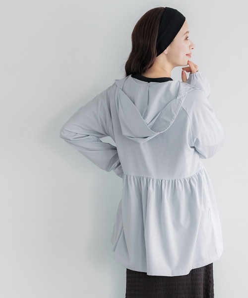 coca（coca）（コカ）の「UVカットティアードパーカー（パーカー・レディース・ブラック/アイボリー/ライトベージュ/ライトブルー・L/M/S）」の21枚目の写真