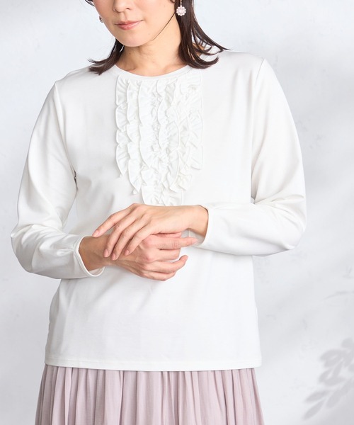 GALLORIA(ギャローリア)の「前身フリルカットソー(Tシャツ/カットソー・レディース・ライトグレー/ホワイト・L/LL/M/S)」の9枚目の写真