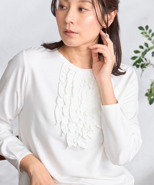 GALLORIA(ギャローリア)の「前身フリルカットソー(Tシャツ/カットソー・レディース・ライトグレー/ホワイト・L/LL/M/S)」の10枚目の写真