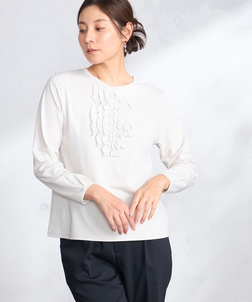GALLORIA(ギャローリア)の「前身フリルカットソー(Tシャツ/カットソー・レディース・ライトグレー/ホワイト・L/LL/M/S)」の5枚目の写真