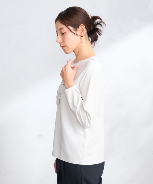 GALLORIA(ギャローリア)の「前身フリルカットソー(Tシャツ/カットソー・レディース・ライトグレー/ホワイト・L/LL/M/S)」の4枚目の写真