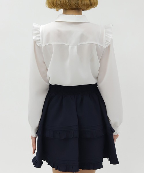 axes femme POETIQUE（アクシーズファムポエティック）の「リボンジャボ付きブラウス（シャツ/ブラウス・レディース・サックスブルー/ブラック/ホワイト・MEDIUM）」の6枚目の写真