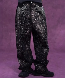 ARULE（アルール）の「A'GEM/9 × .kom 『ARULE/アルール』Galaxy Rhinestone Denim Pants/ギャラクシーラインストーンデニムパンツ（デニムパンツ）」