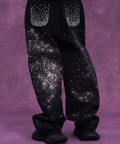A'GEM/9 × .kom 『ARULE/アルール』Galaxy Rhinestone Denim Pants