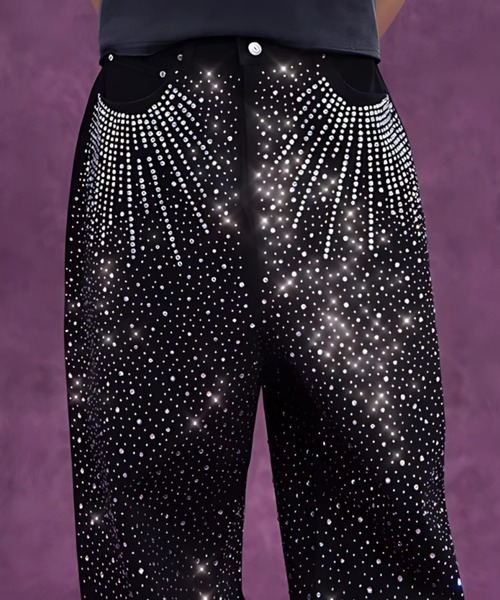 りくさん専用ラインストーンパンツARULE A'GEM/9 × .kom 『ARULE/アルール』Galaxy Rhinestone Denim Pants