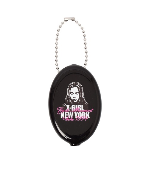 X-girl(エックスガール)の「FACE AND SCRIPT MIX LOGO RUBBER COIN CASE(コインケース・レディース・ブラック/ブルー・ONE SIZE)」の1枚目の写真