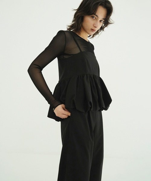 CLANE（クラネ）の「PEPLUM LAYERED ALL IN ONE（つなぎ/オールインワン・レディース・アイボリー/ブラック・0/1/2）」の7枚目の写真