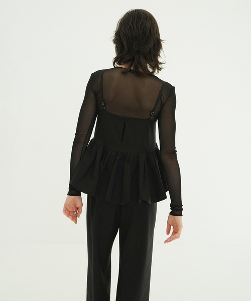 CLANE（クラネ）の「PEPLUM LAYERED ALL IN ONE（つなぎ/オールインワン・レディース・アイボリー/ブラック・0/1/2）」の8枚目の写真