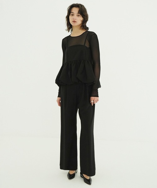 CLANE（クラネ）の「PEPLUM LAYERED ALL IN ONE（つなぎ/オールインワン・レディース・アイボリー/ブラック・0/1/2）」の3枚目の写真