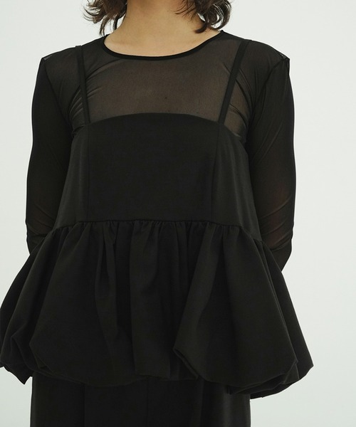 CLANE（クラネ）の「PEPLUM LAYERED ALL IN ONE（つなぎ/オールインワン・レディース・アイボリー/ブラック・0/1/2）」の6枚目の写真