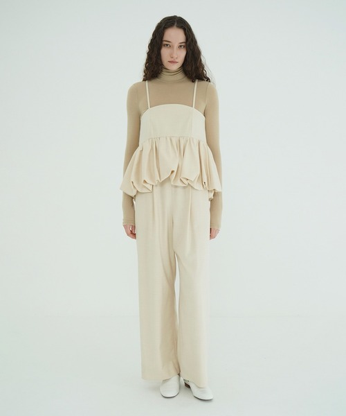 CLANE（クラネ）の「PEPLUM LAYERED ALL IN ONE（つなぎ/オールインワン・レディース・アイボリー/ブラック・0/1/2）」の9枚目の写真