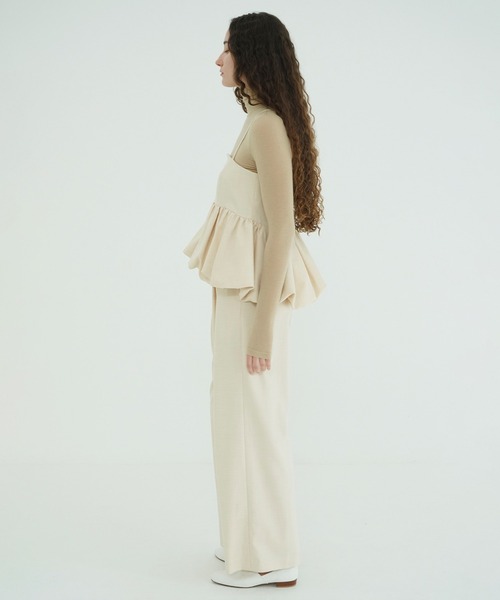 CLANE（クラネ）の「PEPLUM LAYERED ALL IN ONE（つなぎ/オールインワン・レディース・アイボリー/ブラック・0/1/2）」の10枚目の写真