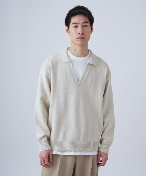 B.C STOCK（ベーセーストック）の「SCI-SCI スキッパー KNIT（ニット/セーター・メンズ・アイボリー/ネイビー・LARGE/MEDIUM）」の4枚目の写真