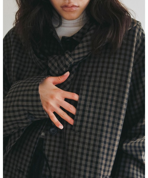 anuke（アンヌーク）の「Check Coverall Jacket（テーラードジャケット・レディース・ブラウン・38inch/36inch）」の16枚目の写真