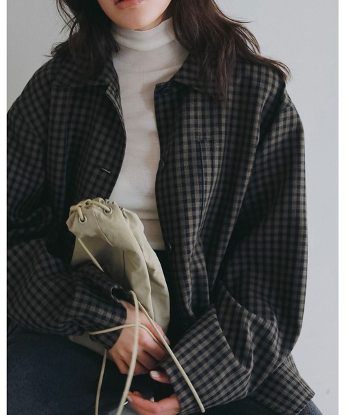 anuke（アンヌーク）の「Check Coverall Jacket（テーラードジャケット・レディース・ブラウン・38inch/36inch）」の11枚目の写真