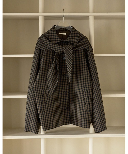 anuke（アンヌーク）の「Check Coverall Jacket（テーラードジャケット・レディース・ブラウン・38inch/36inch）」の7枚目の写真