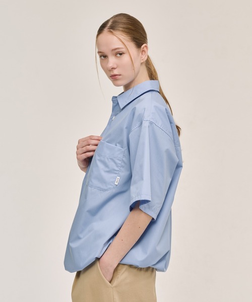 WETTEMPT(ウィテンプト)の「DRAWSTRING REGULAR S/S SHIRT / ドローコードレギュラーS/Sシャツ(シャツ/ブラウス・メンズ・ブラック/サックスブルー/チャコールグレー・SMALL/MEDIUM/LARGE)」の6枚目の写真