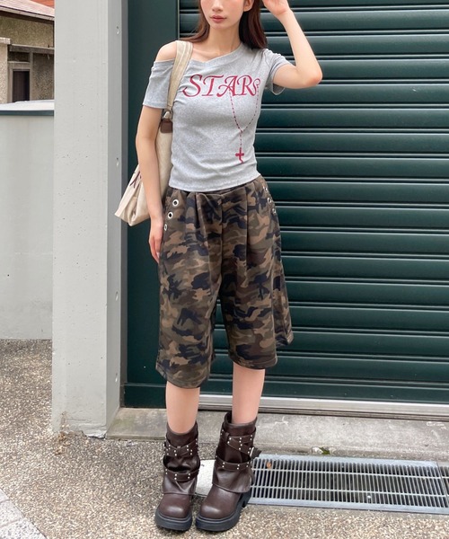 3.3 Field Trip (3.3フィールドトリップ)の「3.3 Field Trip/ワンショルクロスロゴトップス(Tシャツ/カットソー・レディース・ブラック/グレー/レッド/ホワイト・FREE)」の19枚目の写真