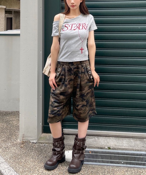 3.3 Field Trip (3.3フィールドトリップ)の「3.3 Field Trip/ワンショルクロスロゴトップス(Tシャツ/カットソー・レディース・ブラック/グレー/レッド/ホワイト・FREE)」の18枚目の写真