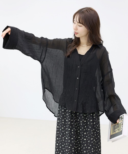 Aletta vita(アレッタビータ)の「シワ加工スキッパー前開きシャツ(シャツ/ブラウス・レディース・ブラック/オフホワイト・M)」の19枚目の写真