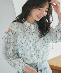 La boutique BonBon | フラワープリントカットジャガードオープンショルダーブラウス(シャツ/ブラウス)